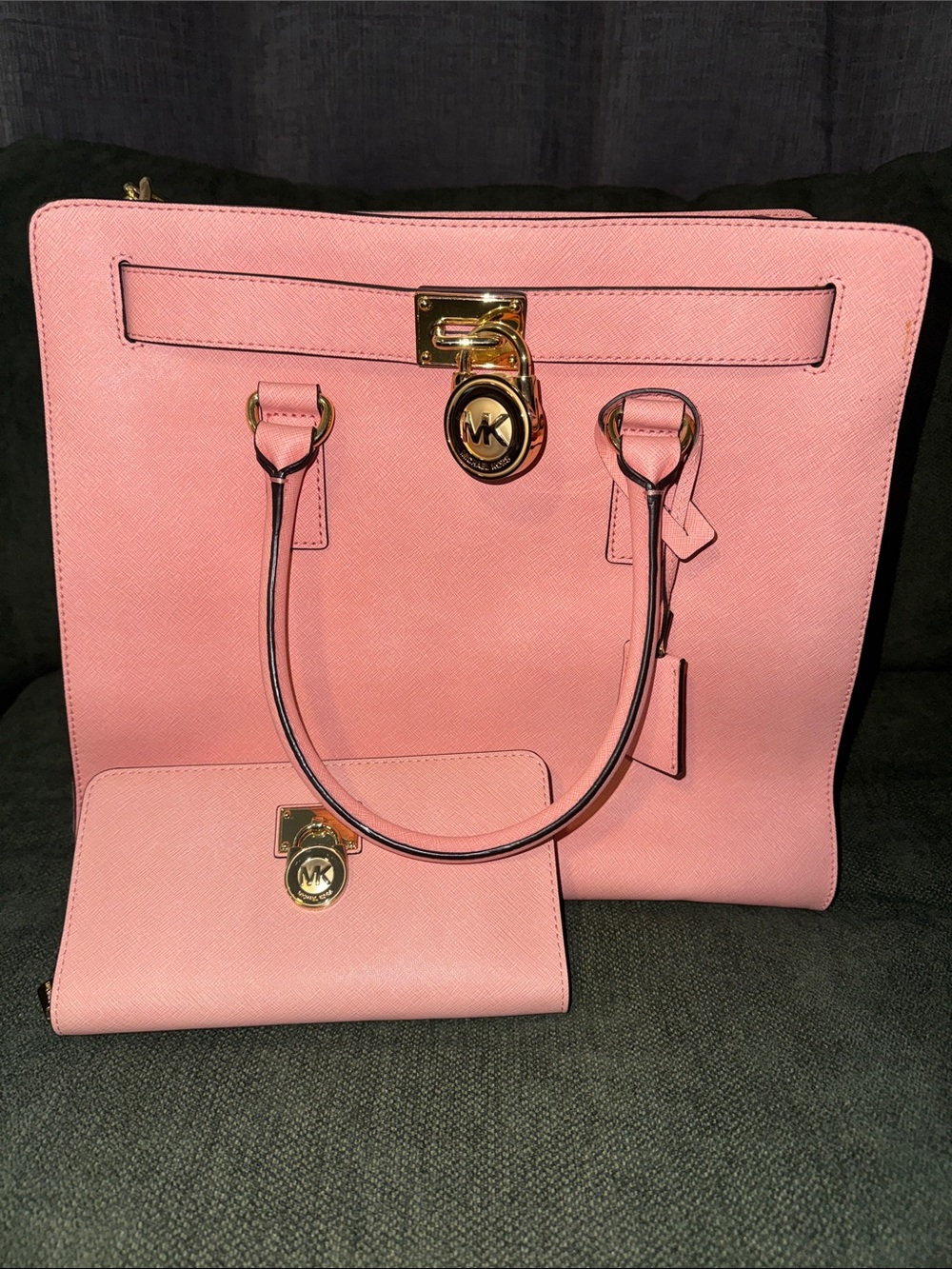 Michael Kors Pink Saffiano Leather Tote with Matching Wallet